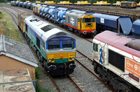 A sea of colour with 66711 and 73212, 20132 and 20118 and finally 66721