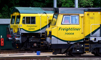 Freightliner 66504 and 70008 both in the new Freightliner livery
