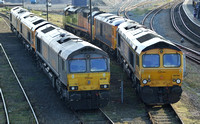 GBRF 66748, 59003, 66722, 66744, 73963 and Colas Railfreight 70803